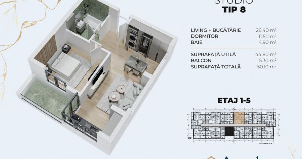 2cam-studio 50mp,ideal investitie,dezvoltator,15min metro...