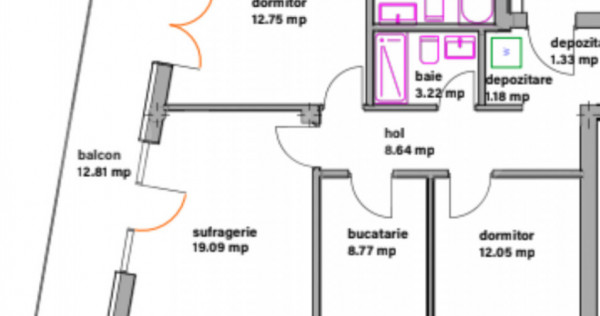 Apartament modern cu 3 camere, balcon si dressing - bloc nou