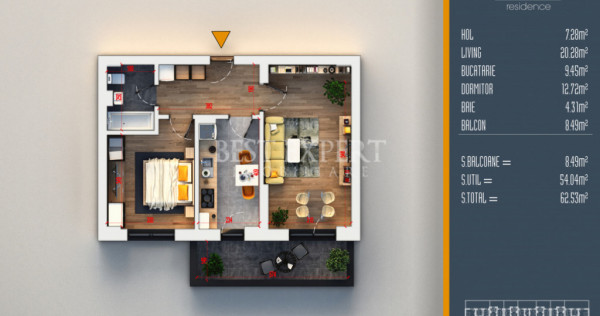 2 Camere Ideal Investitie -Incalzire in pardoseala/Credit Ip