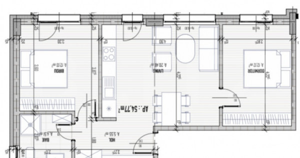 Apartament cu CF, 3 camere, 55mp, bloc nou, Baciu Petrom