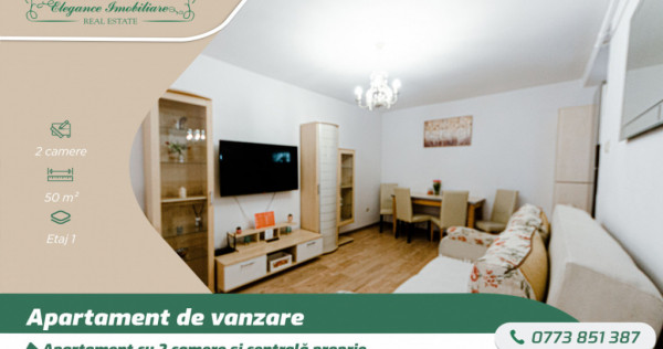 Apartament cu 2 camere si centrală proprie, zona Piața Spi