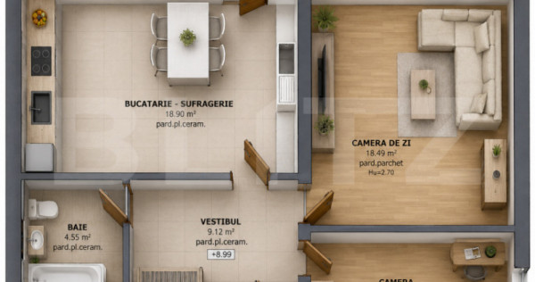 Apartament de V&acirc;nzare | 3 Camere | 73,63 mp | Tudor