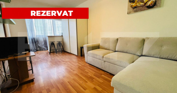 Garsonieră mobilată cu centrală proprie, zona Noua