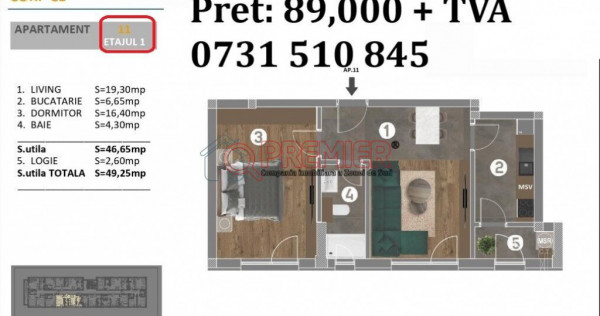 2 Camere Decomandat | 49,25 MP | Bloc Nou 2026