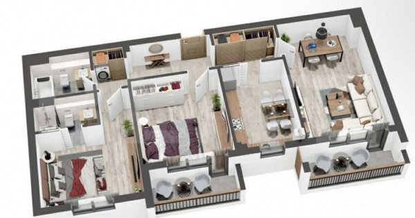 Apartament 3 camere decomandat | 80 mp utili + 2 balcoane