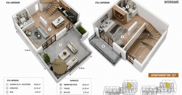Penthouse cu terasă generoasă și finisaje premium