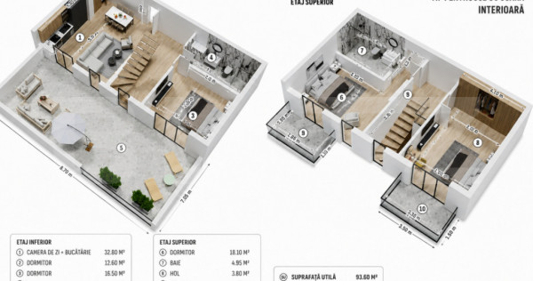 Penthouse cu terasă generoasă și finisaje premium