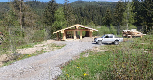 Casă modernă din lemn 3 camere, 60 mp, utilata, mobilata,