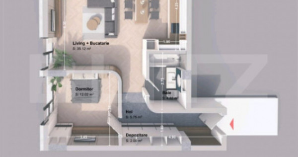 Apartament 2 camera, 67.29 mp, zona Pacurari - Rediu