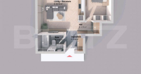 Apartament 2 camera, 54 mp, zona Pacurari - Rediu