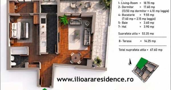 2 camere, 67 mp, 500 m metrou Nicolae Grigorescu (Ilioara), Park Lake