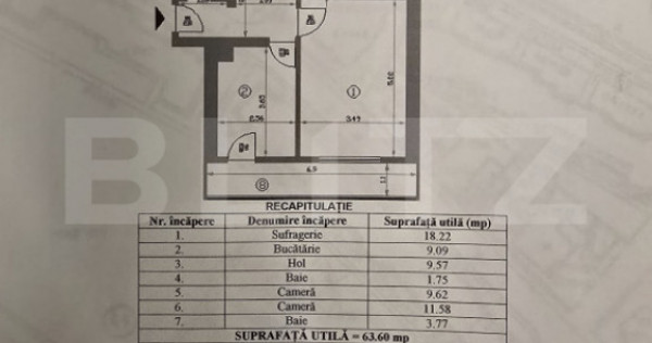 Apartament 4 camere, 63.80 mp, renovat complet, zona Gării