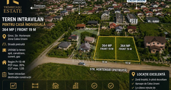 Teren intravilan | casă individuală | 364 mp | Zona Cal...