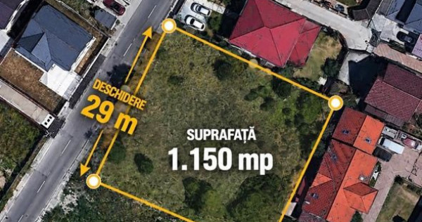 Teren intravilan Gavana Platou - 1150 mp, deschidere 29 m...