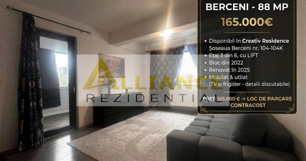 3 CAMERE APARTAMENT - Creativ Rezidence - 88mp- 165.000&acirc;...