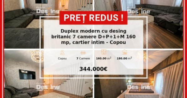 Duplex modern cu design britanic 7 camere D+P+1+M 160 mp