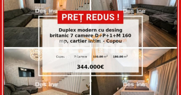 Duplex modern cu design britanic 7 camere D+P+1+M 160 mp