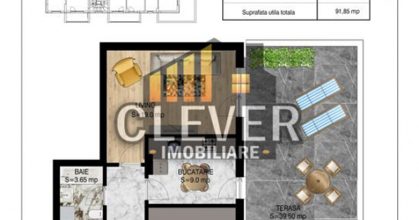 2 Camere | 91,85 mp Total | Terasa 39,5 mp | Etaj 4 | Pal...