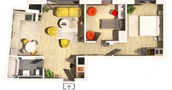 Apartament 3 camere, semifinisat, 69 mp, cu terasa, Zona Cen