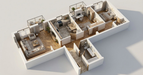 Apartament 3 CAM, SU 79.83MP, 2 BALCOANE, zona IRIS