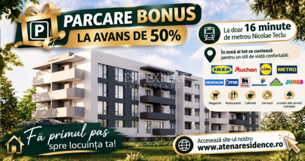 2 Camere | Parcare Bonus| Avans 50 % | Bloc Intim | Pallady