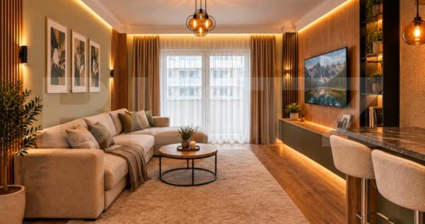 Apartament ultrafinisat 2 camere, 53 mp, terasa 12 mp, garaj