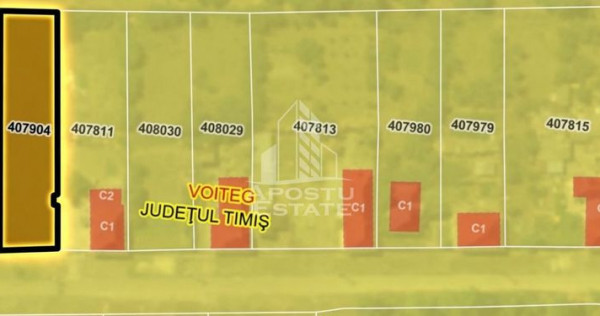 Teren 825 mp Voiteg, front stradal 14 m &ndash; ideal casă individuală