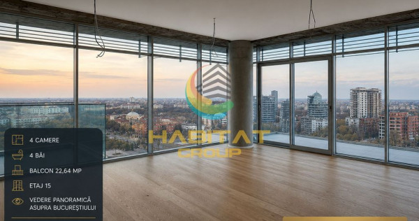 UP-SITE Floreasca | 4 Camere | 172 mp | Etaj 15 | Vedere Panoramică | 936.540 &euro;