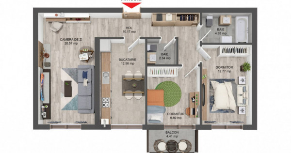 Apartament 3 camere 74mpu parcare balcon P Brana Selimbar