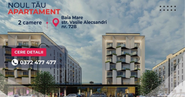 NEW! COMISION 0% - Ap. 2 camere - str.Vasile Alecsandri 72B, Baia Mare