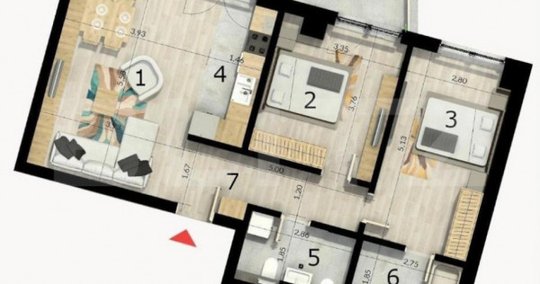 Apartament 3 camere, 70 mp, balcon, cartier Craiovei