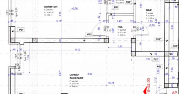 Apartament de 2 camere, 52mp utili, Torontalului