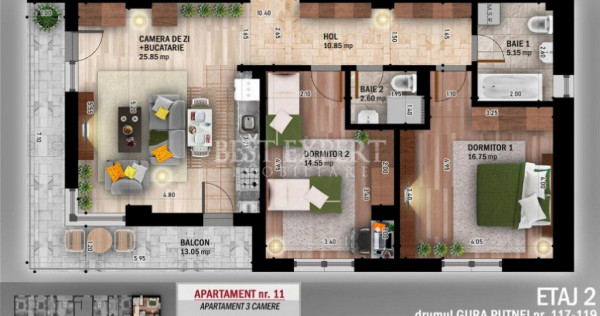 Ideal Familie Apartament 3 Camere cu geam la baie