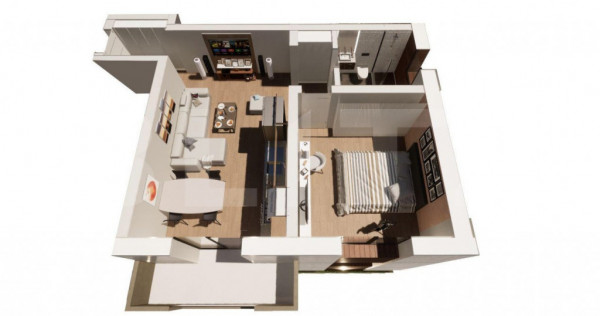 Apartament 2 camere OPEN SPACE, 43mp utili intr-un ansamblu