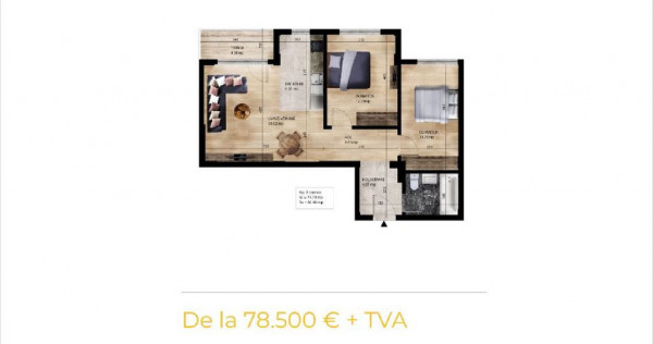 Apartament 3 camere Pantelimon 61,48 mp utili