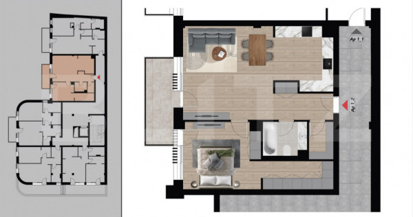 Apartament 2 camere, 85,14 mp, Bloc Boutique, Dacia