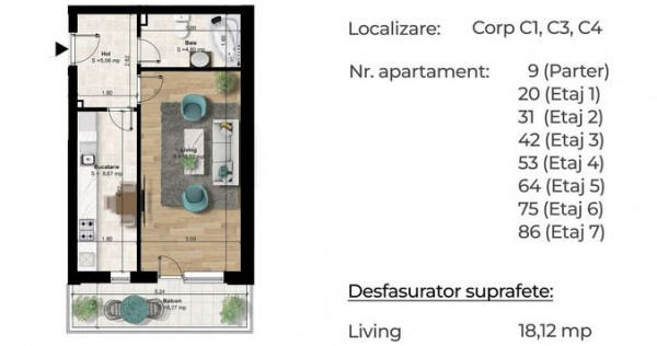 Investitie-Garsoniera, 6 min metrou Berceni, decomandată...