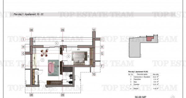 Apartament 2 camere bloc nou metrou 1 Decembrie 1918