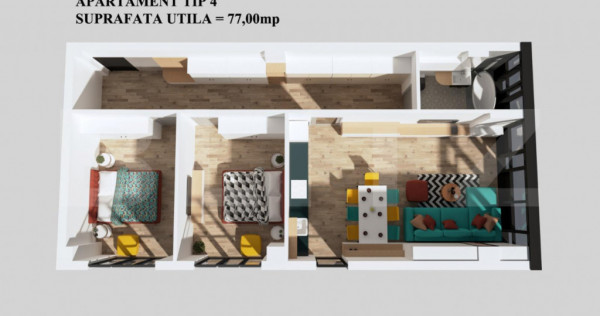 Apartament bloc nou, 77mp, Burdujeni