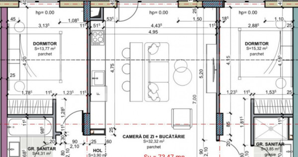 Apartament 3 camere, 74 mp, comision 0, zona Terra Oasului