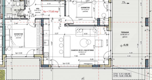 Apartament cu 3 camere, terasa 90 mp, comision 0, cartier Te