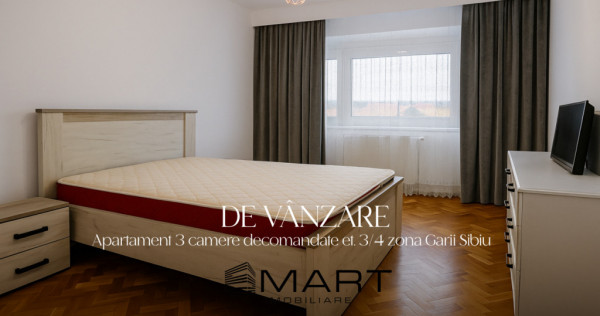 Apartament 3 camere decomandate et. 3/4 zona Garii