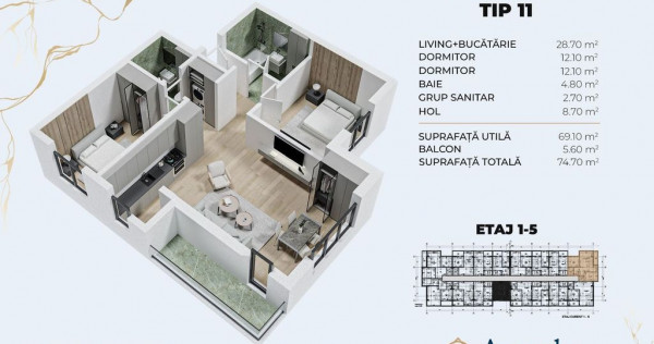 3cam.dec,2bai,direct dezvoltator,15min metrou Leonida
