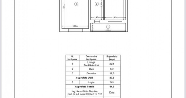 Apartament nou, 2 camere, 41,8 mp, Zona Ipotesti