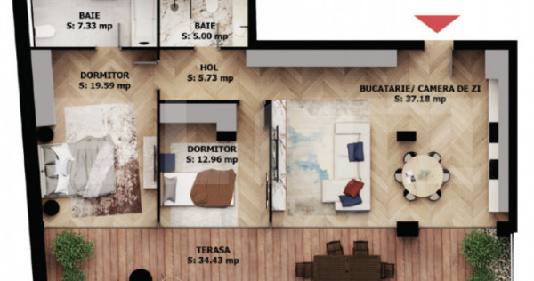 Apartament 3 camere premium | Terasă impresionantă | EAS R