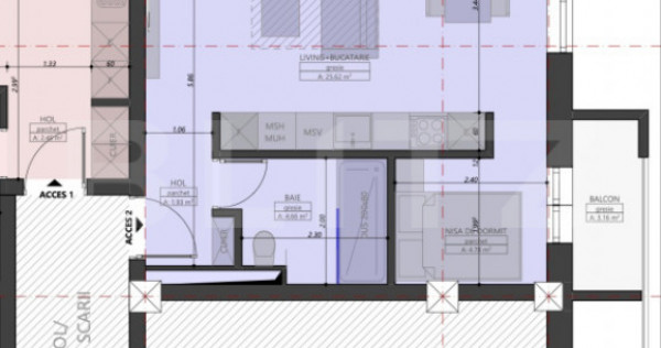 Apartament ultracentral cu 2 camere, 36.99 mp utili