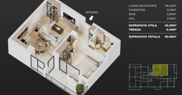 ZONA PRIMARIEI POPESTI - Apartament tip studio - 53 mp