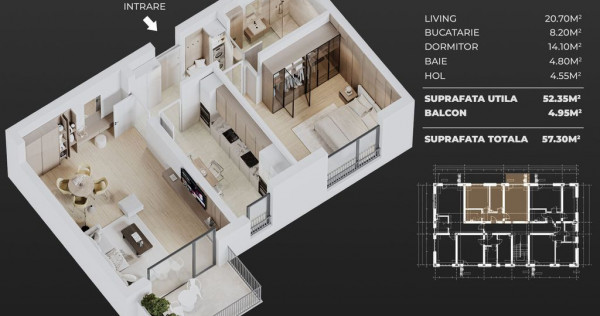 2cam.dec+parcare/central Popesti-Leordeni
