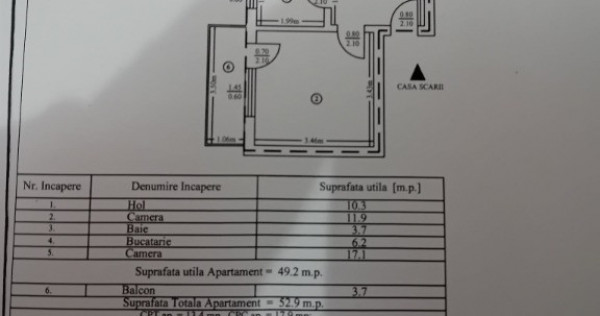 Apartament 2 Cam Pta Precista 53mp etaj 2 decomandat centrala termopan