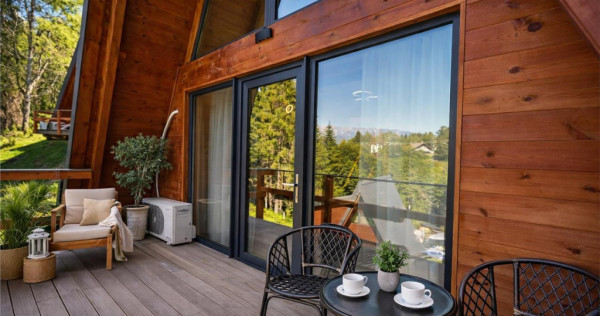 Ansamblu de 3 case, tip A frame, Moieciu de Jos, constructie